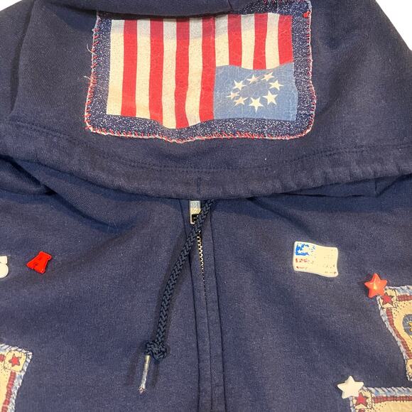 Just My Size Women 26-28W 4X Full Zip Fourth Of July American Flag Hood Jacket - Picture 1 of 8